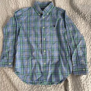 Ralph Lauren Kids Classic Blue and Green Plaid Shirt